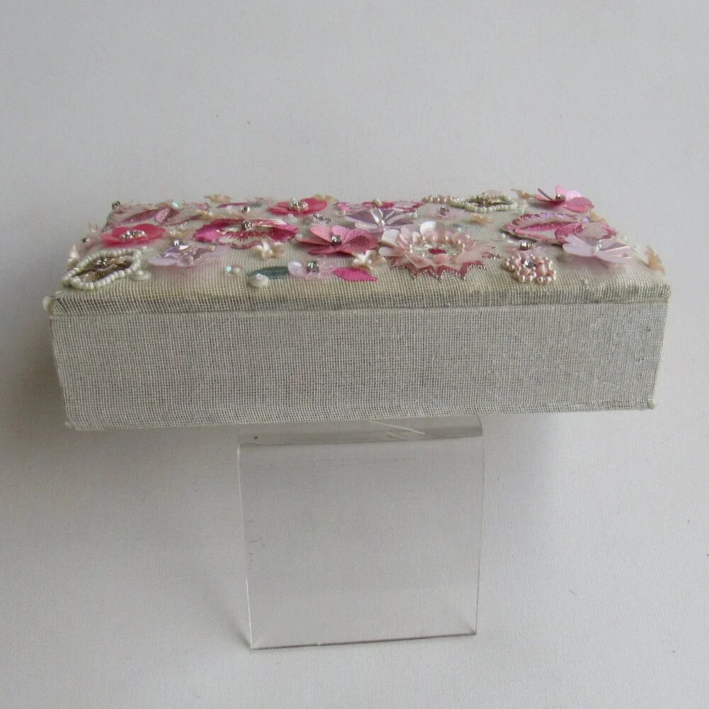 Floral Embellished Fabric Decorated Keepsake/Jewelry/Treasure /Organizer Box